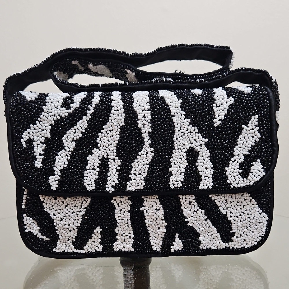 Rachel Zoe Elegant Beaded Zebra Bag